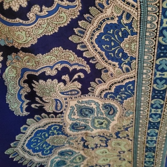 Blue & Turquoise Sleeveless Paisley Top XL - Picture 3 of 5